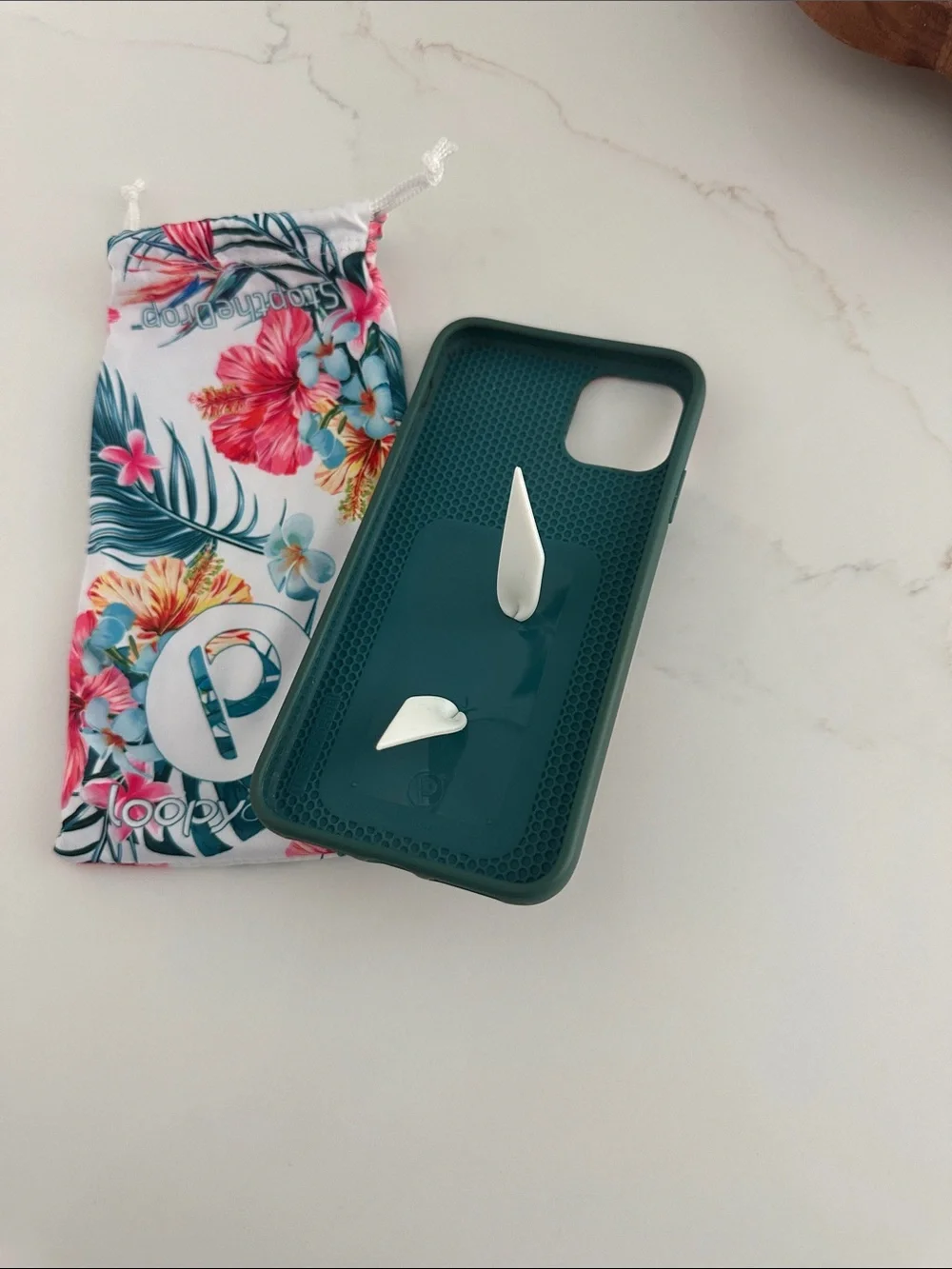 Loopy Case Tropical Floral Phone Case with Loop - White, Pink, Teal